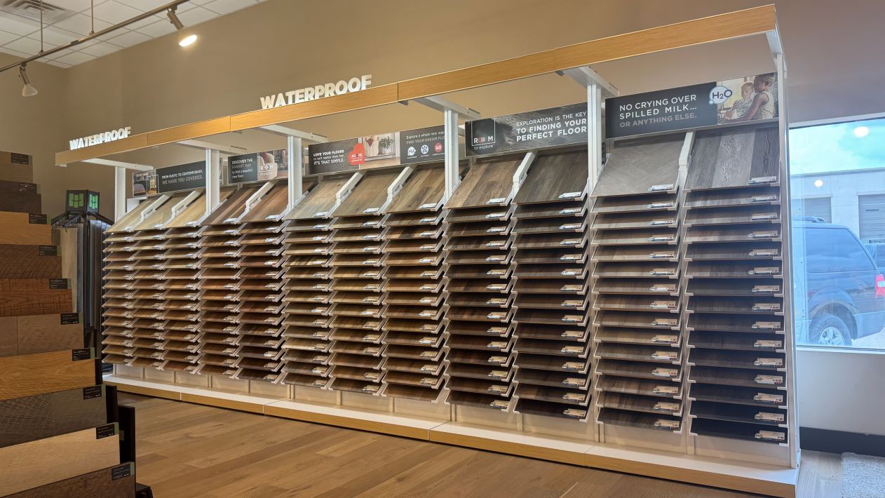 Waterproof flooring in a flooring store 