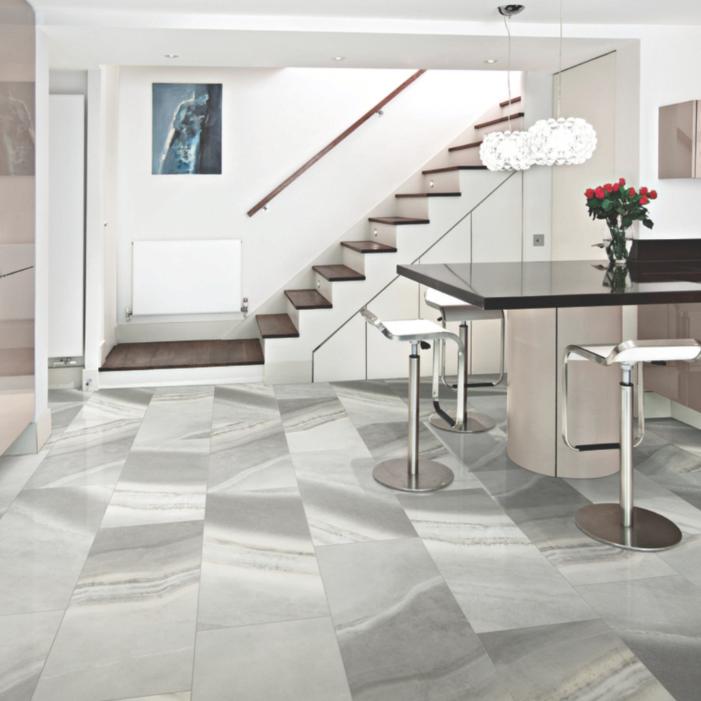 stone look flooring in kitchen