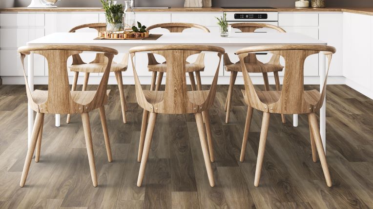 luxury vinyl plank flooring in a kitchen